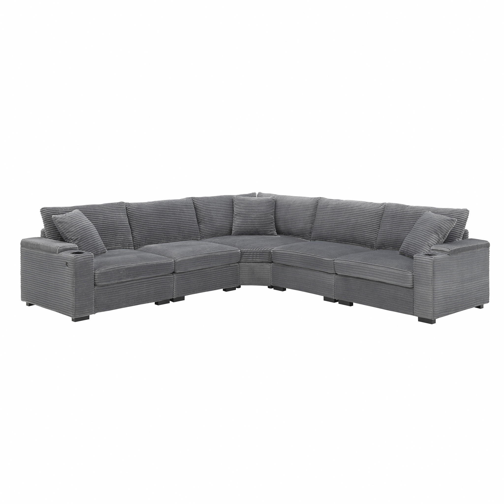Convertible L Shaped Sectional Corner Couch With Armrest Storage Cup Holders USB Charger, Irregular Corner Oversized Comfy Modular Sofa by HouseOfZazla