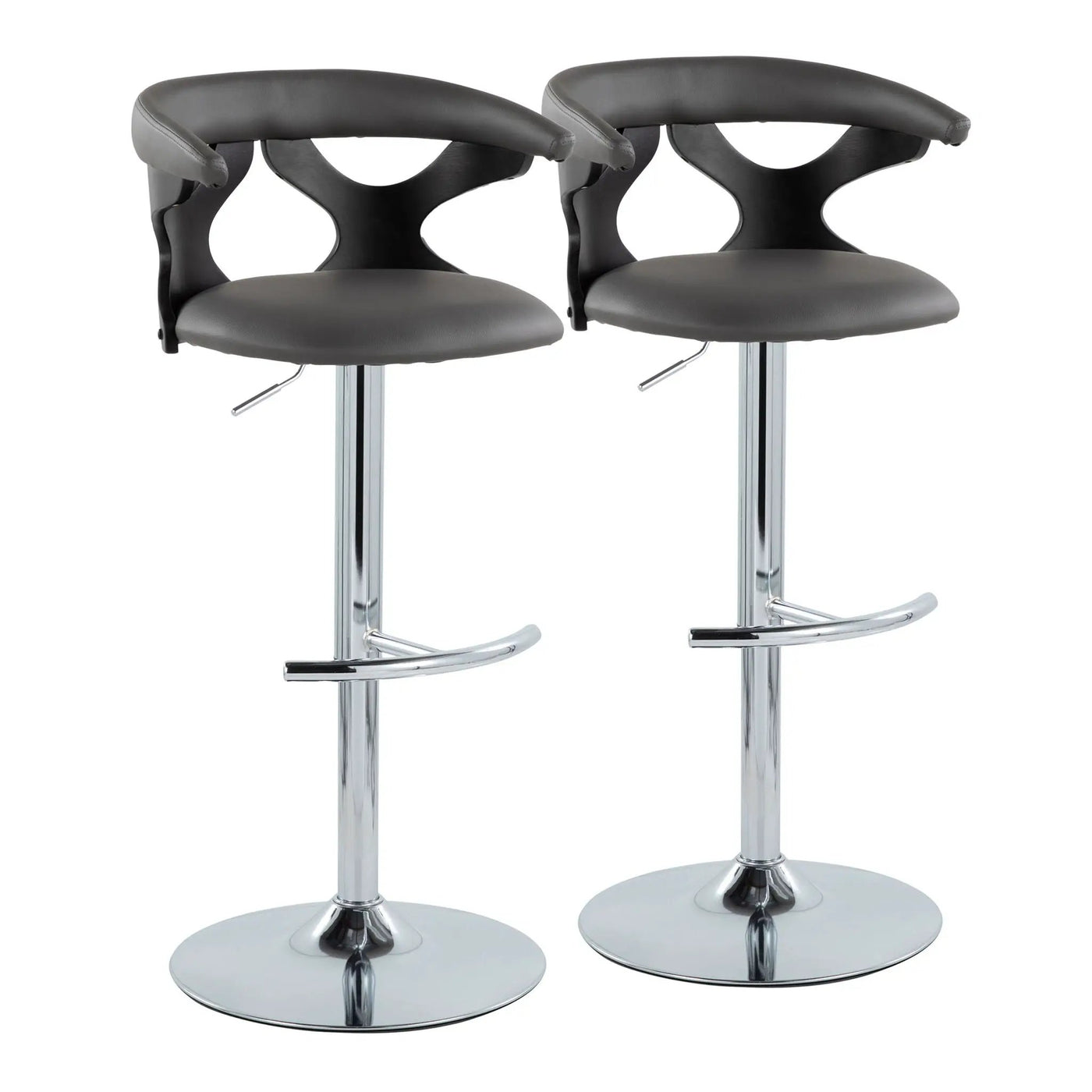 Gardenia - Contemporary Adjustable Barstool & Swivel, Rounded T Footrest (Set of 2) by HouseOfZazla