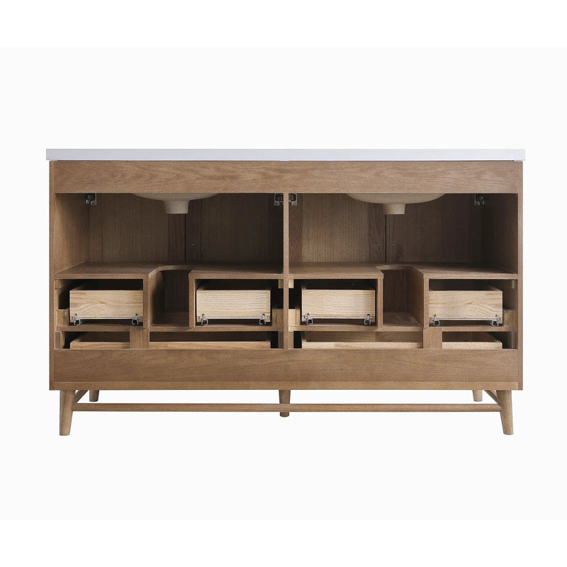 Fully Assembled 60'' Light Coffee Single Sink Bathroom Vanity by HouseOfZazla