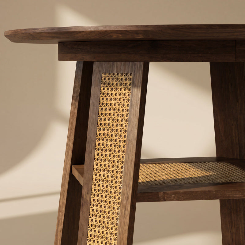 Extendable Round Dining Table for 4-6 with Storage Shelf - Particle Board, photo 8 of 10