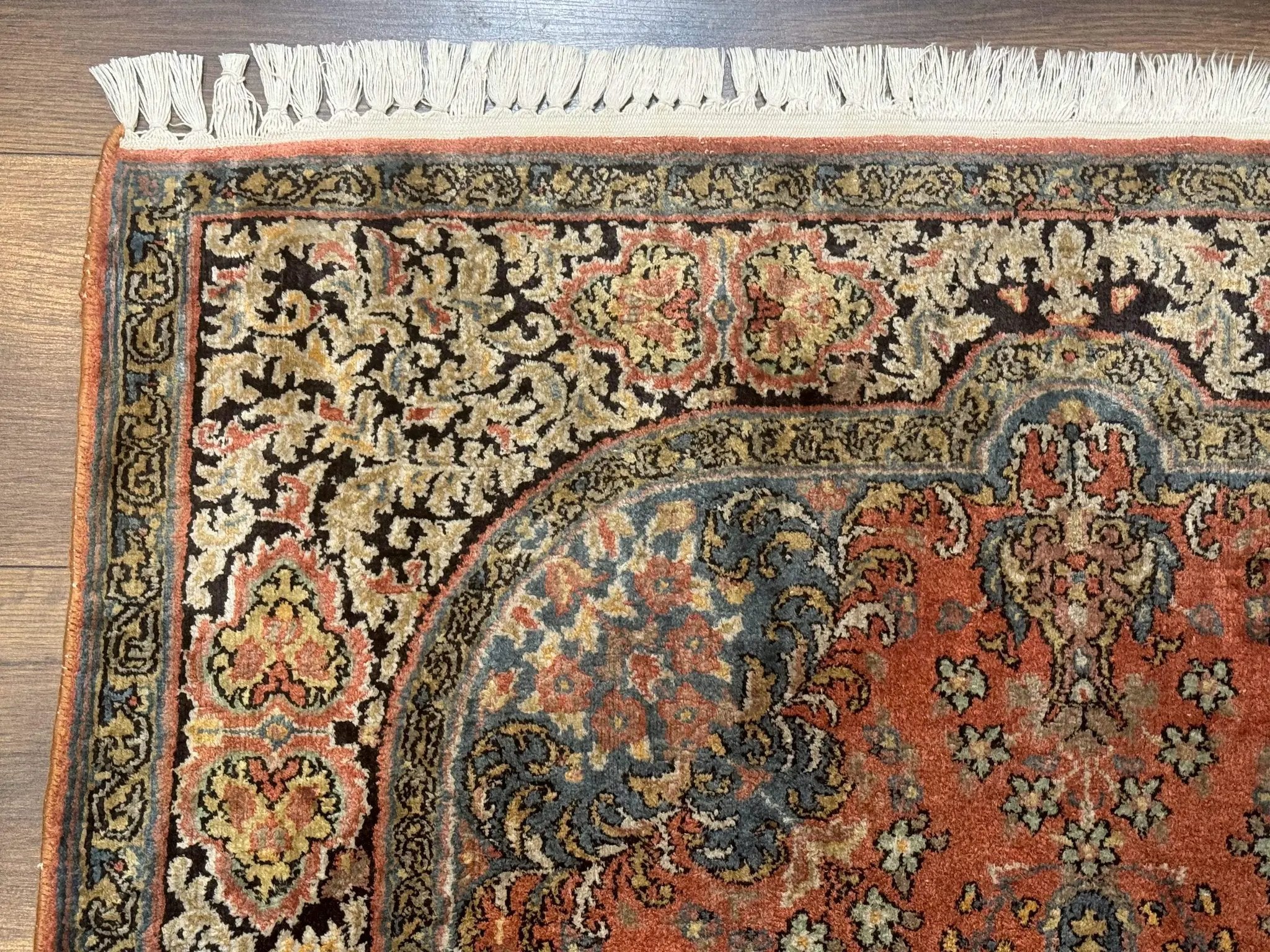 Indian Kashmiri Silk Rug 3x5, Fine 260 KPSI, Hand Knotted by Jewel Rugs