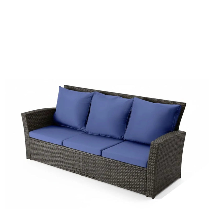 All-Weather Wicker 3 Seat Patio Sofa With Thick Cushions by HouseOfZazla
