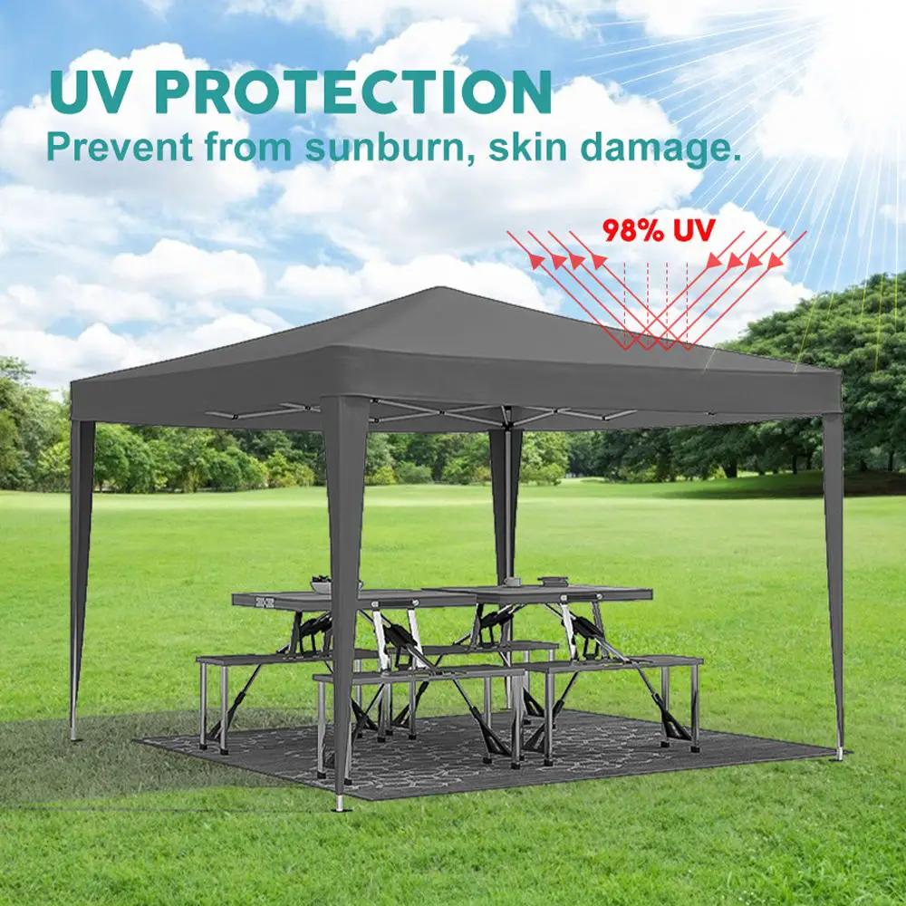 10'X10' Folding Canopy With 4 Removable Sidewalls Outdoor Event Shelter UPF 50+ Gazebo Portable Tents For Parties Beach Camping Wedding Ez Pop Up Canopy 4 Pieces Weight Bag + Carry Bag by Unique Piece Furniture