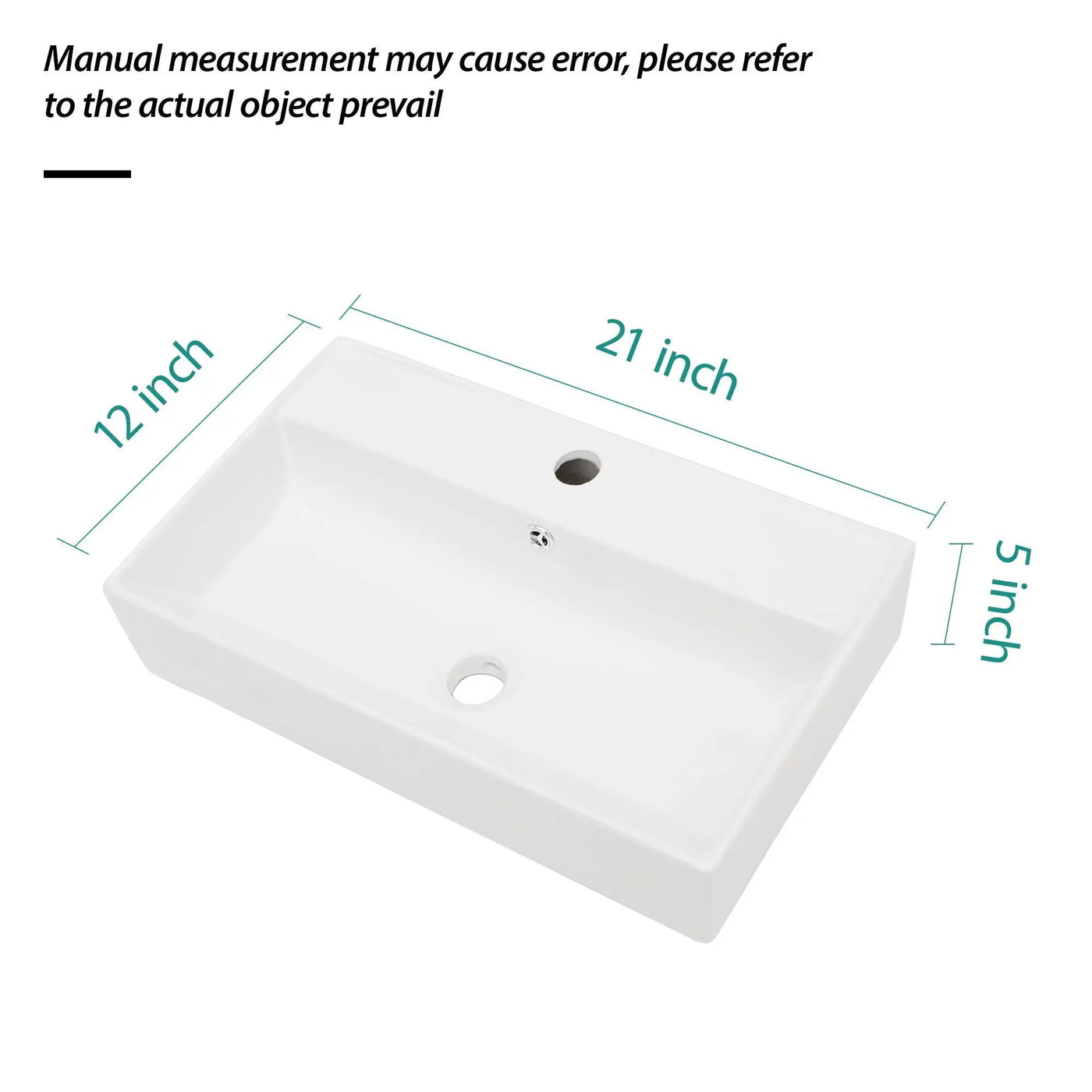 Modern Ceramic Rectangular Wall Mounted Bathroom Sink With Faucet Hole & Overflow by HouseOfZazla