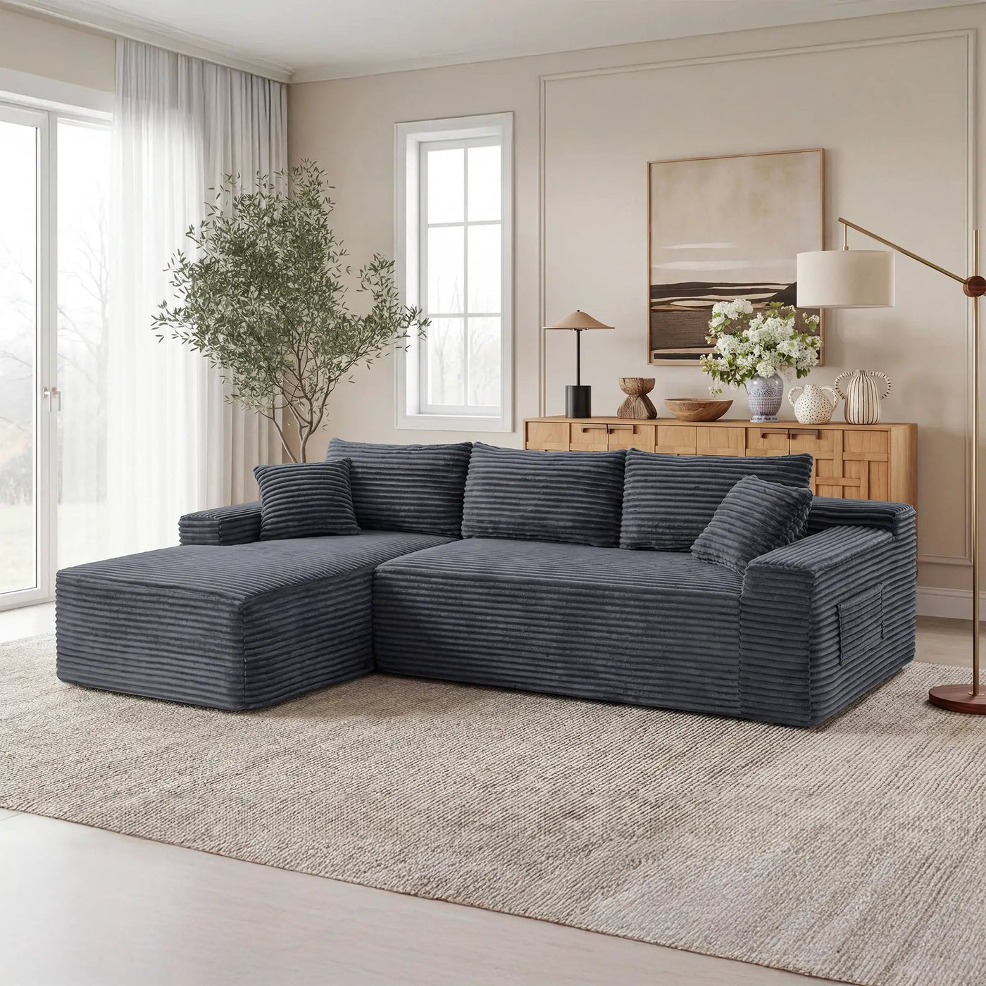 94.5" Cloud Modular Sectional Sofa Couch with L-Shape Chaise by HouseOfZazla