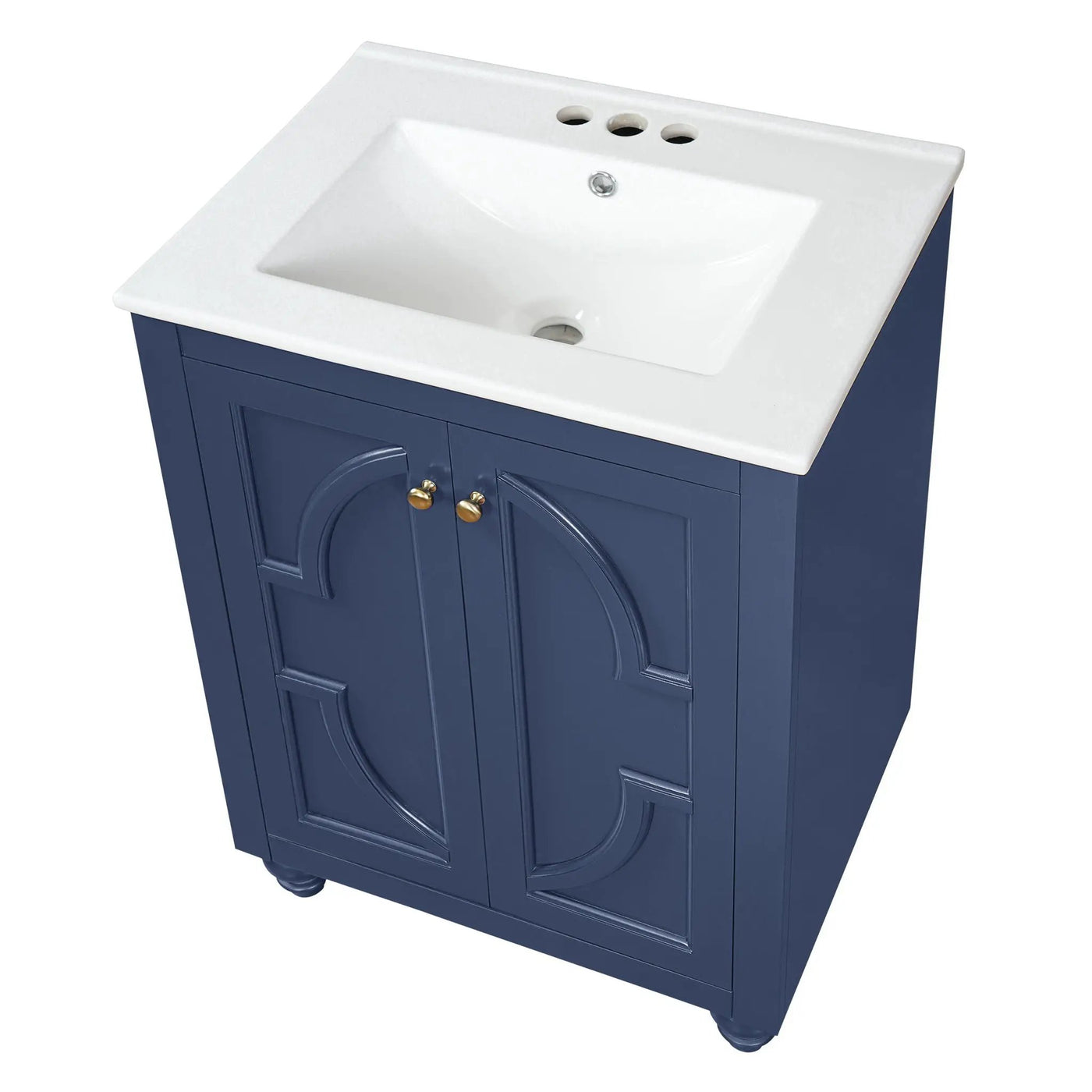 Bathroom Vanity With Ornate Elliptical Motif, Soft Close Hinges by HouseOfZazla