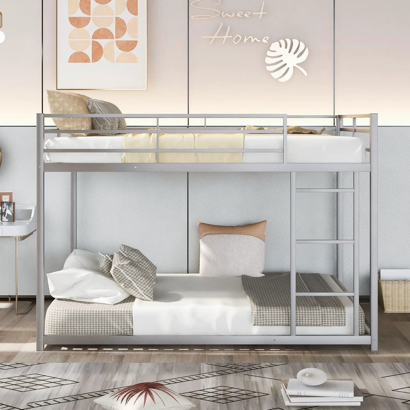 Metal Bunk Bed, Low Bunk Bed With Ladder by Unique Piece Furniture