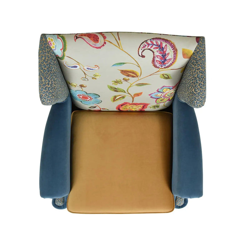 Anya - Boho Chic Wingback Accent Arm Chair - Floral / Leopard / Blue Teal / Yellow Gold by HouseOfZazla