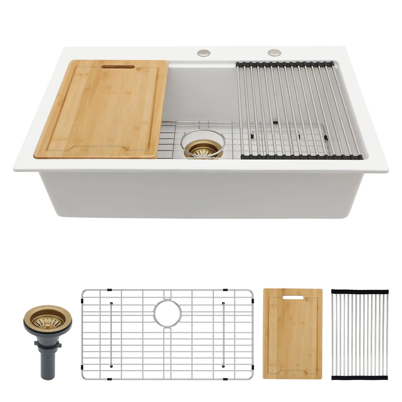 Granite Composite Quartz Kitchen Sink With Workstation Features And Drop In Design by HouseOfZazla