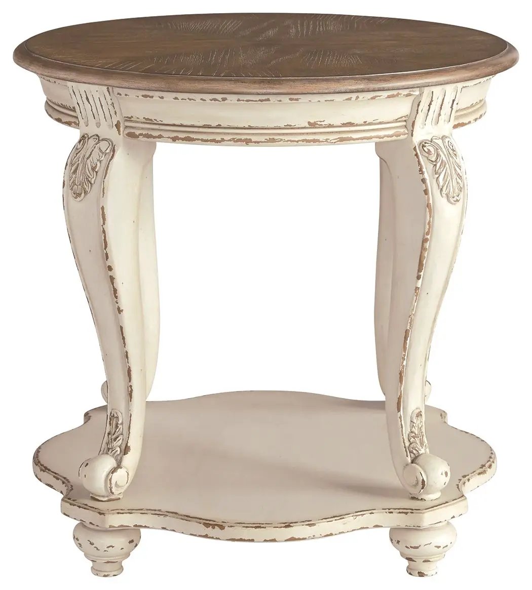 Realyn - Round End Table - White / Brown by Unique Piece Furniture
