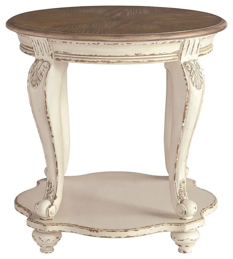 Realyn - Round End Table - White / Brown by Unique Piece Furniture