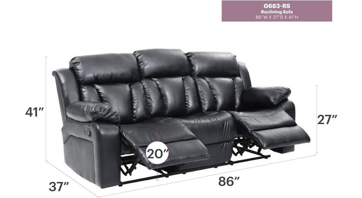 Elegant Reclining Sofa with Sturdy Construction - White, Black, Dark Brown, photo 8 of 18