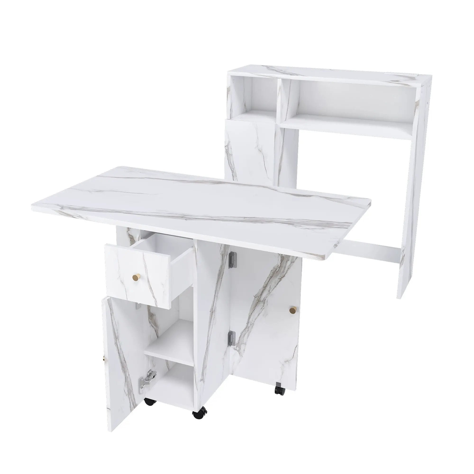 Multifunctional Folding Dining Table With Wall-Mounted Sideboard & Storage by HouseOfZazla