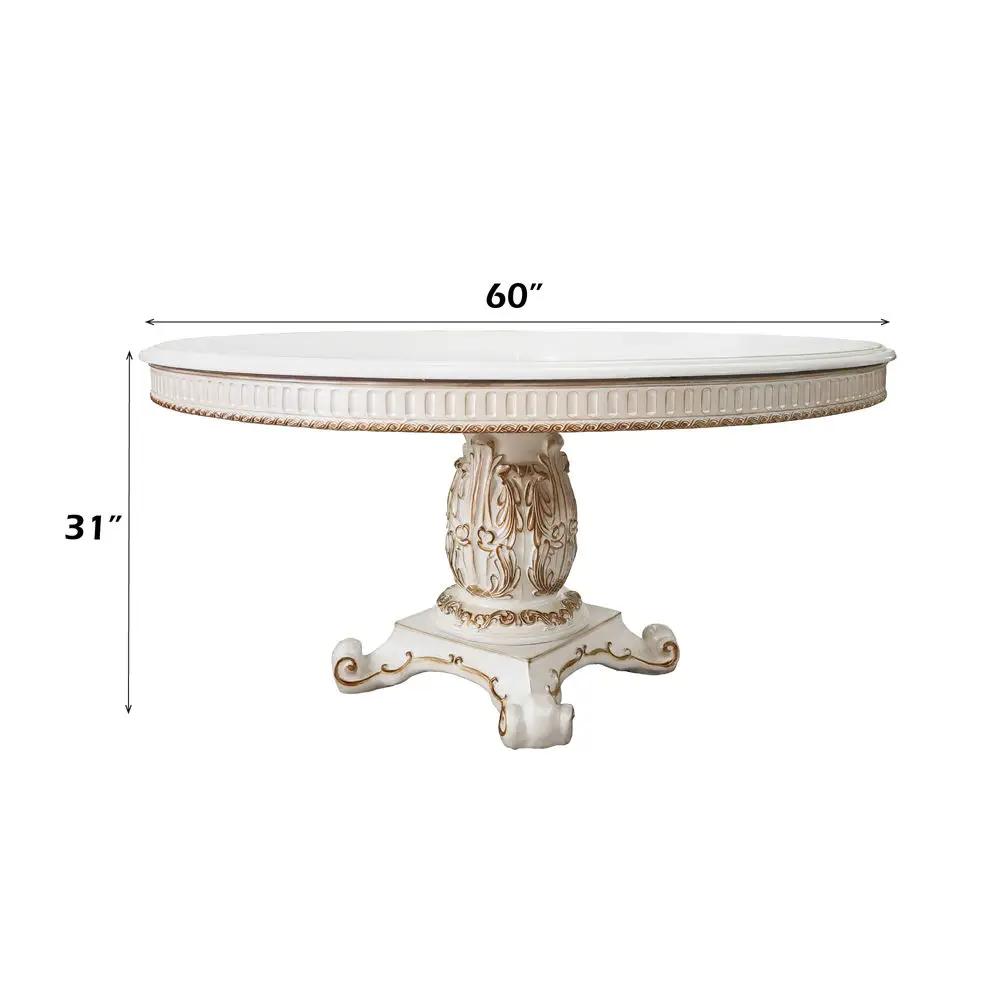 Vendome - 76" Round Dining Table With Pedestal Base - Antique Pearl by Unique Piece Furniture