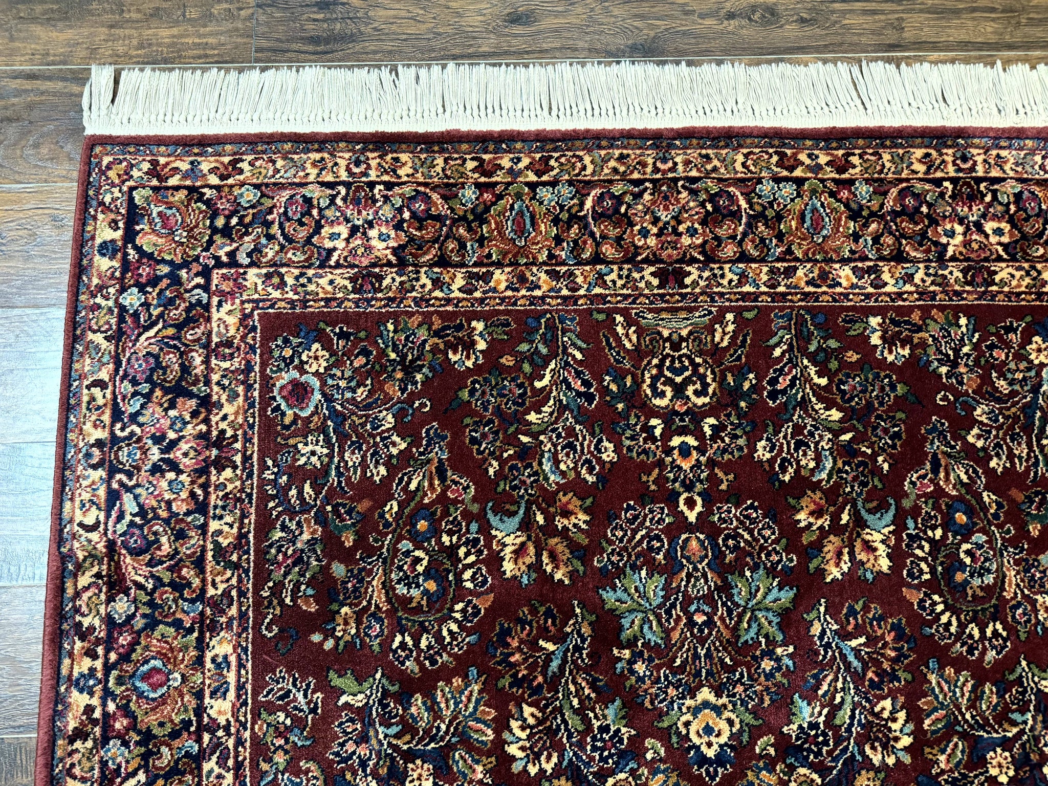 5.9 x 9 Karastan Rug Red Sarouk Rug #785, 100% Wile Pile Carpet, Original 700 Series, Vintage by Jewel Rugs