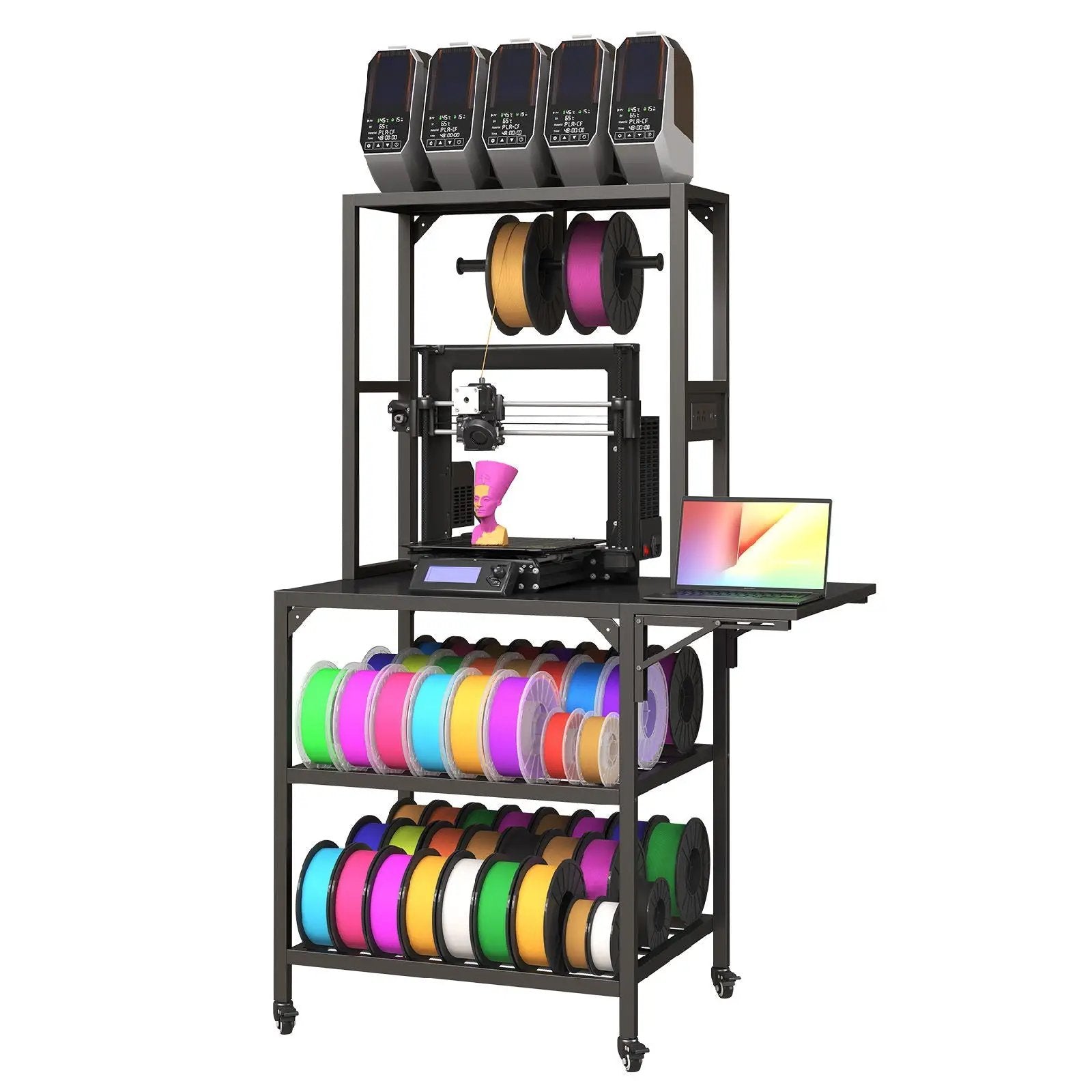 Heavy Duty 3D Printer Stand With Filament Storage Rack - Black by Unique Piece Furniture
