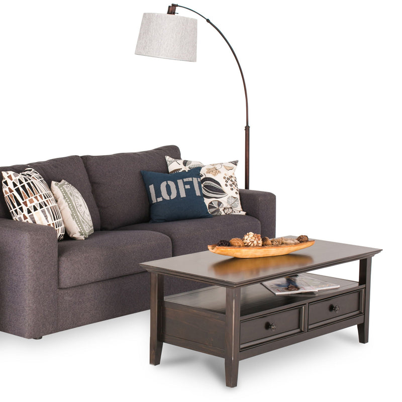 Hickory Brown Coffee Table with Dual Drawer Storage - Dark Brown, photo 3 of 9
