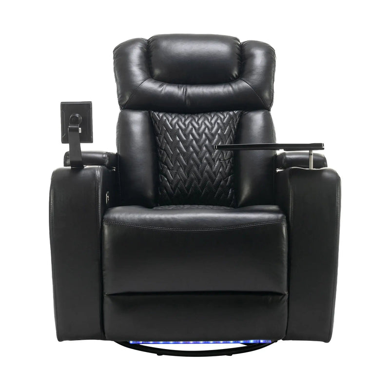 270 Degree Swivel Power Recliner With Tray Table, Phone Holder, Cup Holder, USB Port by HouseOfZazla