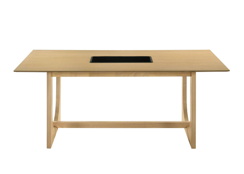 Blayde Natural Wood Dining Table with Double U-Shaped Base - Light Brown, photo 4 of 4
