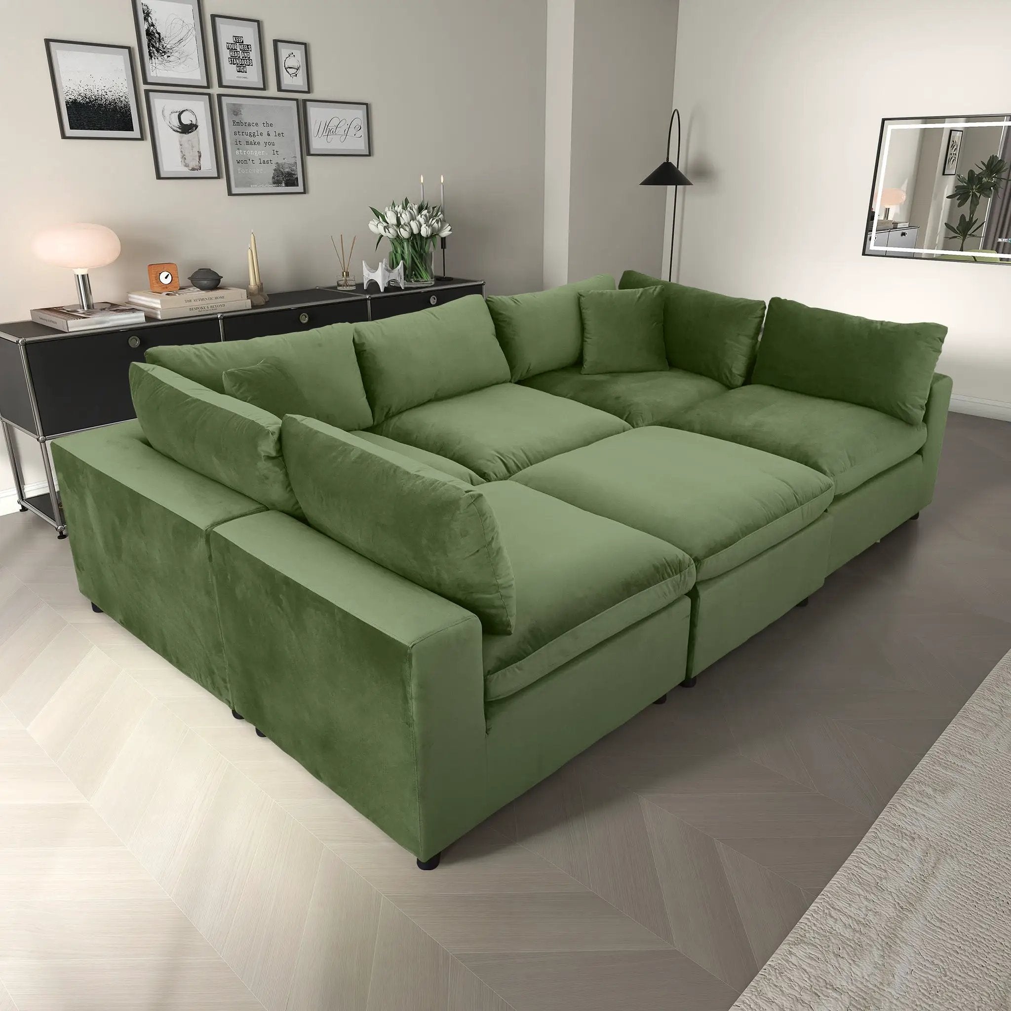 Hayward Olive Sectional Sofa by HouseOfZazla