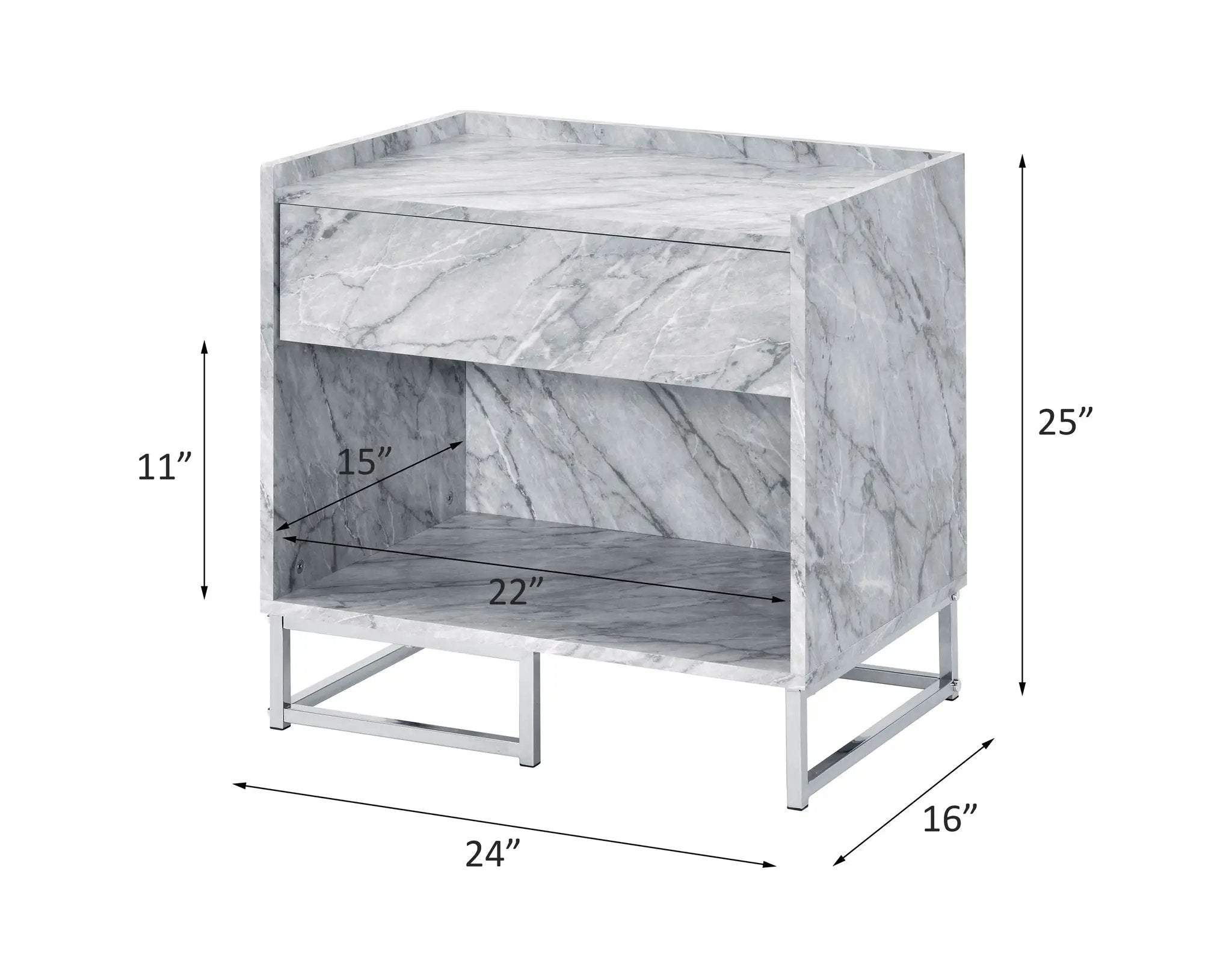Azrael - Accent Table - White Printed Faux Marble & Chrome by Unique Piece Furniture