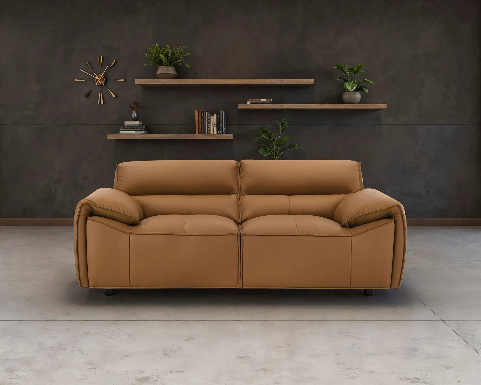 Buxton Top Grain Leather Upholstered Loveseat Orange by Unique Piece Furniture