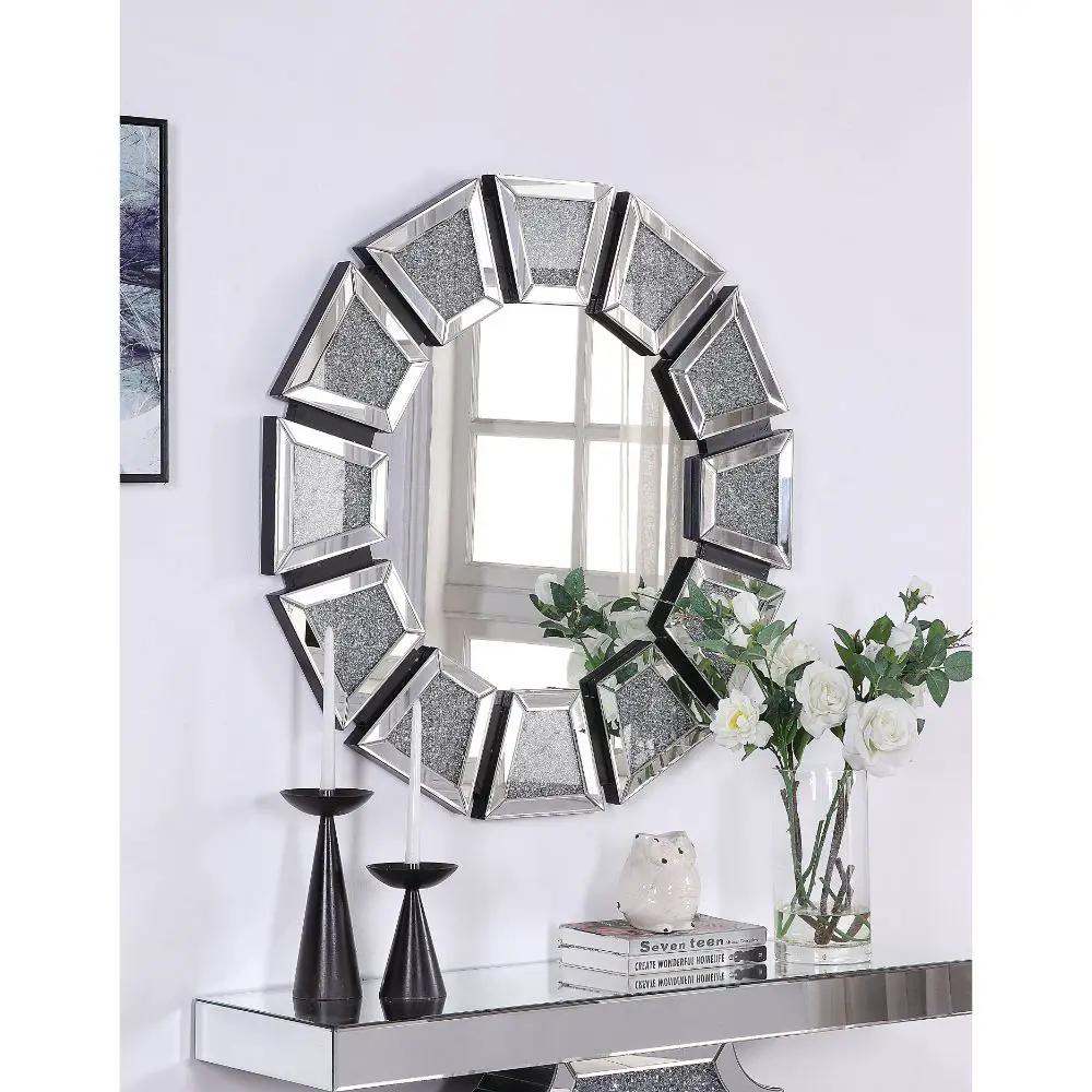 Noralie - Accent Mirror - Mirrored, Faux Diamonds by Unique Piece Furniture