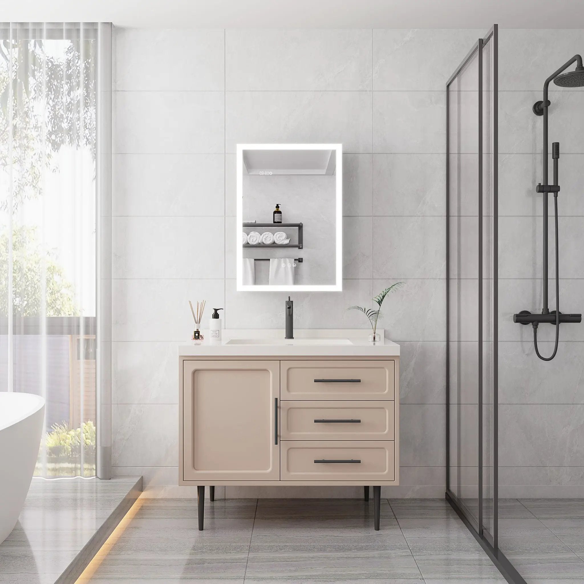 Bathroom Medicine Cabinet With Lights, LED Medicine Cabinet With Mirror, Lighted Medicine Cabinet With Defogger by Unique Piece Furniture