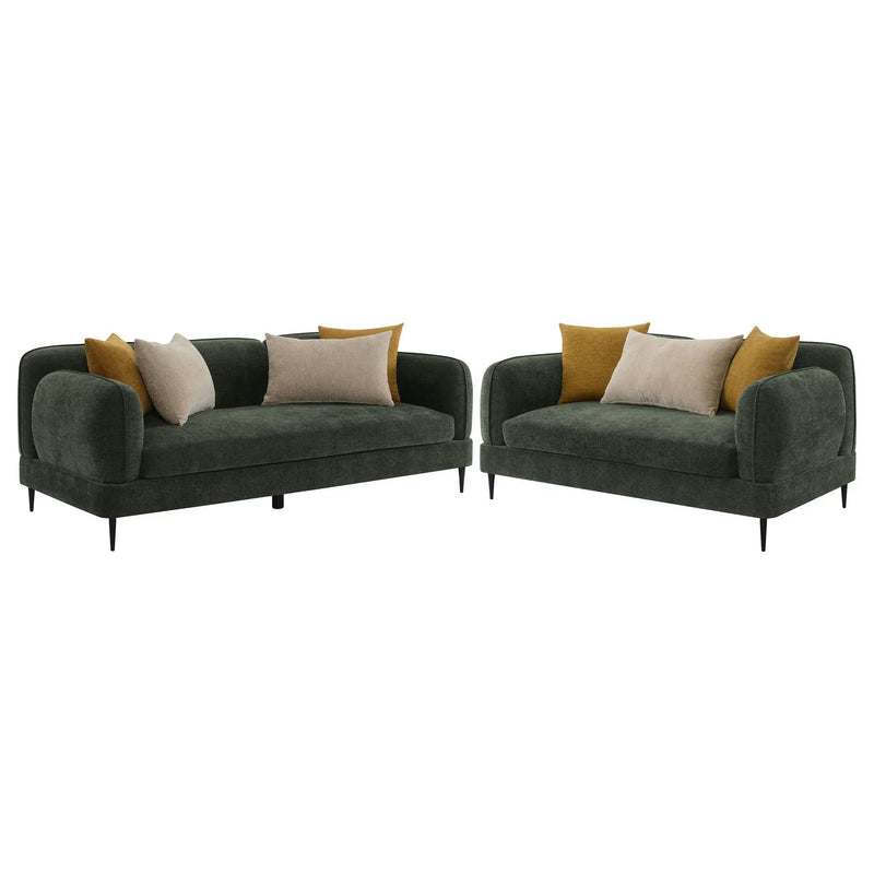 Jade 2-piece Chenille Upholstered Sofa Set Green by Unique Piece Furniture