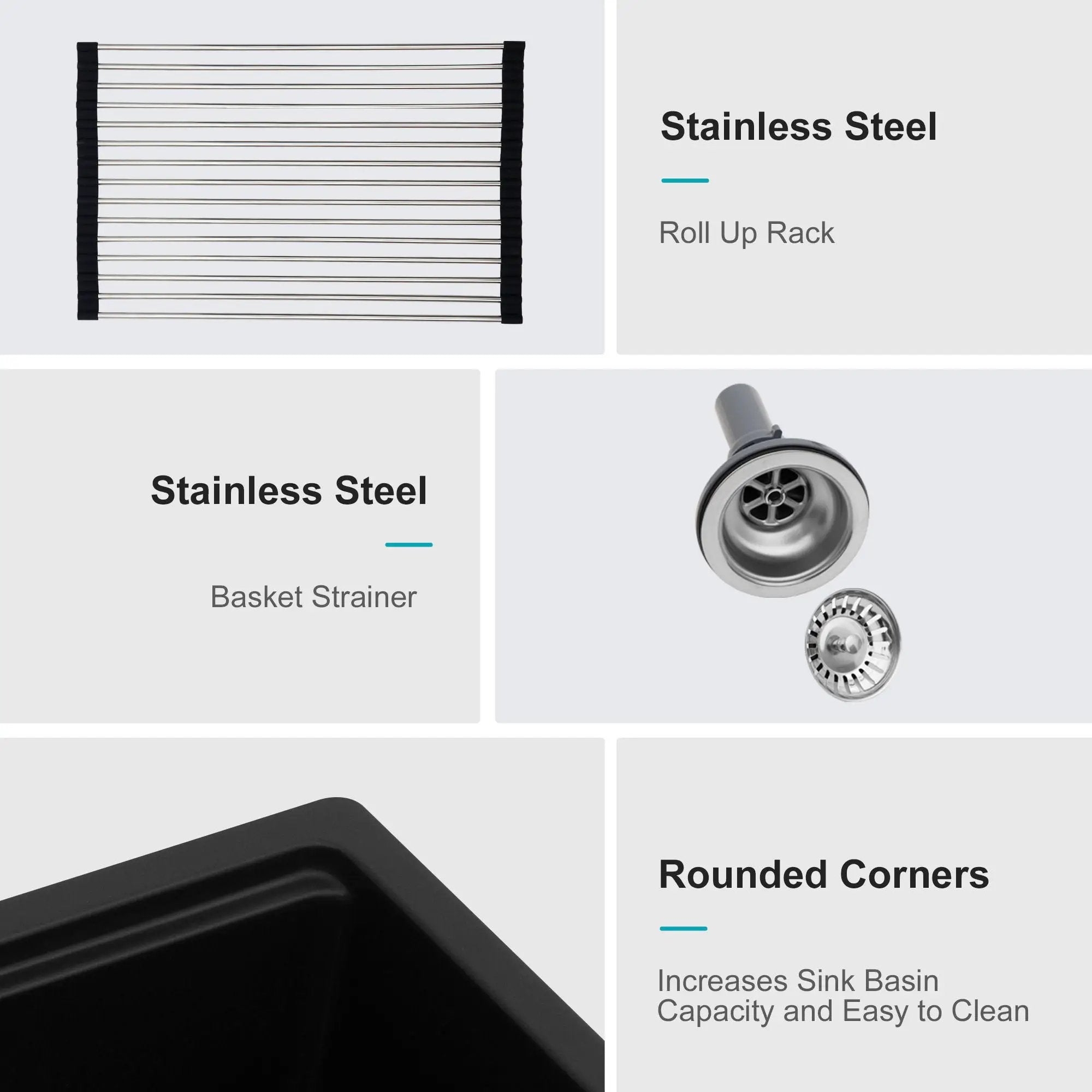 Quartz Composite Kitchen Sink With Workstation, Undermount by HouseOfZazla