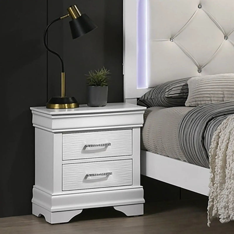 3 Piece Bedroom Set With LED Lighting, 2 Nightstands by HouseOfZazla