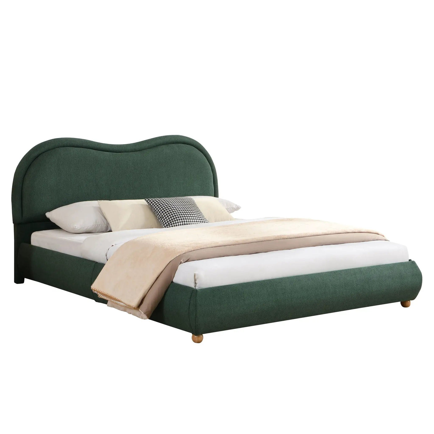 Upholstered Platform Bed Frame With Curved Headboard by HouseOfZazla