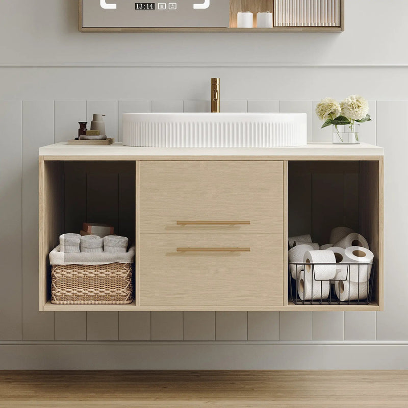 Modern 39.3 Wall-Mounted Bathroom Vanity with Ceramic Sink by HouseOfZazla