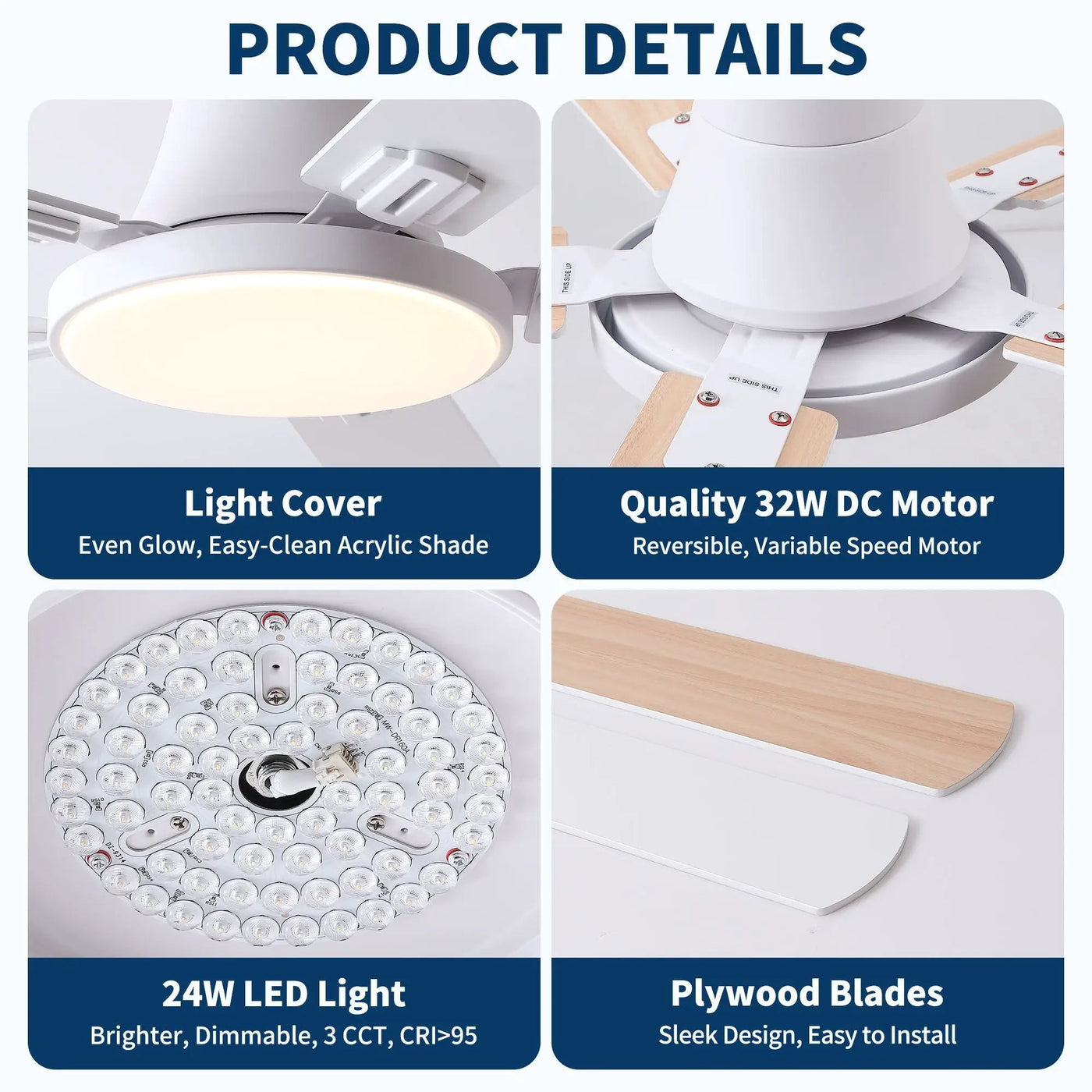 Flush Mount Ceiling Fans With LED Light And Remote Control, 5 Blades by HouseOfZazla