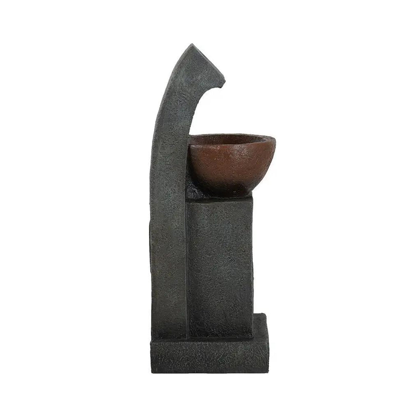 Sculptural Water Fountain With Bowl Basin, With Light And Pump, For Indoor And Outdoor - Brown / Black by HouseOfZazla