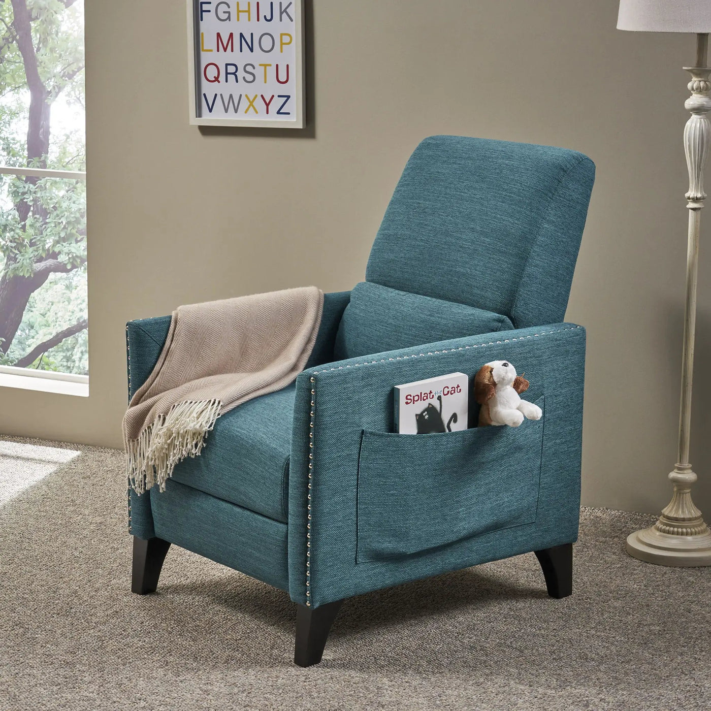 Kiersten Contemporary Fabric Pushback Recliner by HouseOfZazla