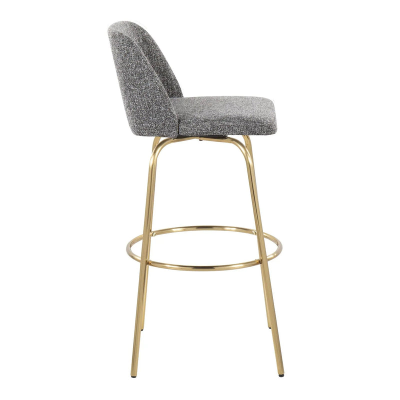 Toriano - Contemporary Fixed Height Barstool With Swivel With Round Footrest (Set of 2) by HouseOfZazla