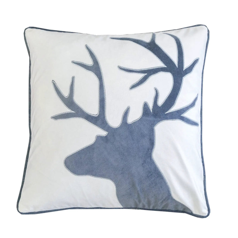 Holiday Reindeer Velvet Accent Pillow 20x20 – White and Gray with Insert by HouseOfZazla