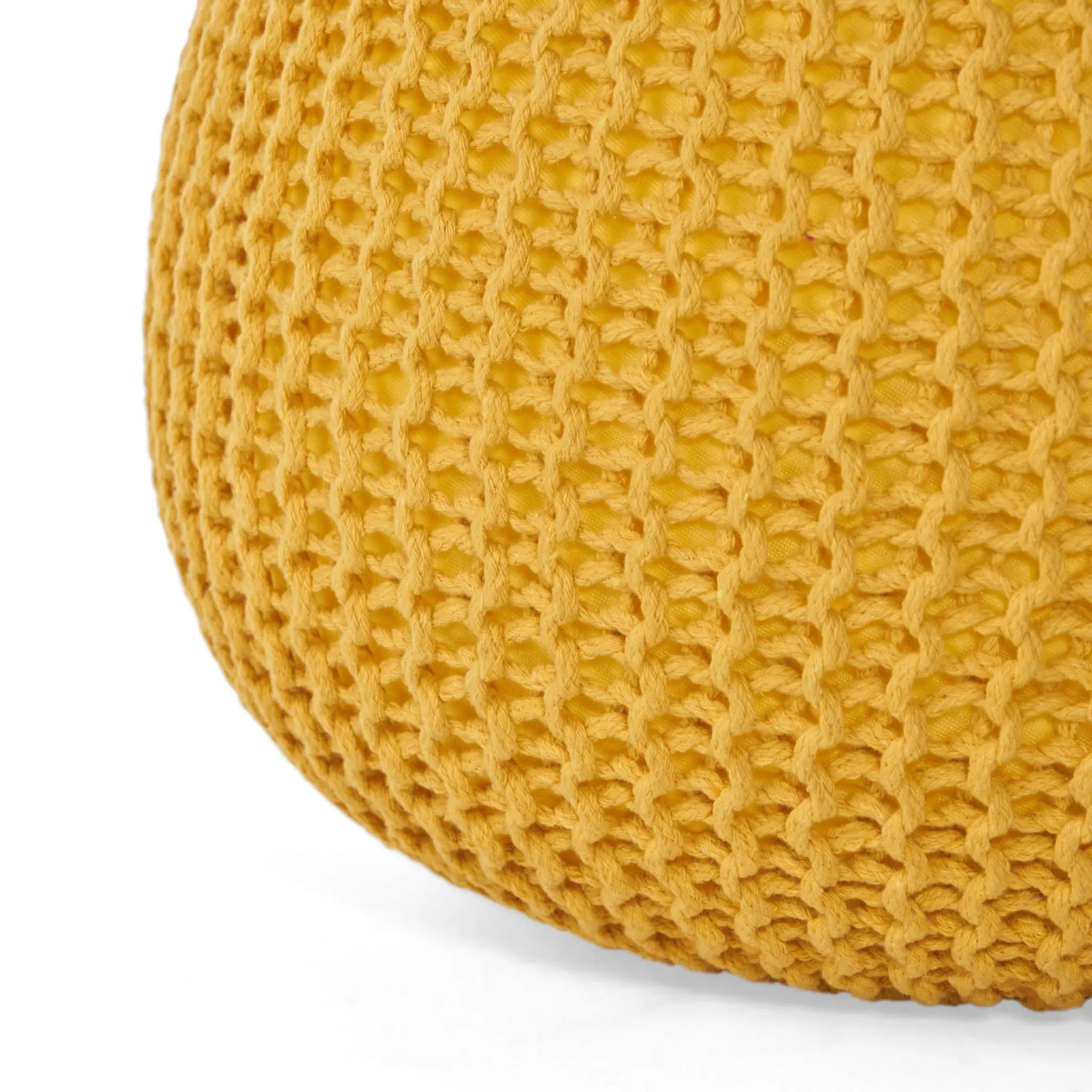 Bordeaux Knitted Cotton Round Pouf - Versatile Ottoman and Floor Cushion by HouseOfZazla