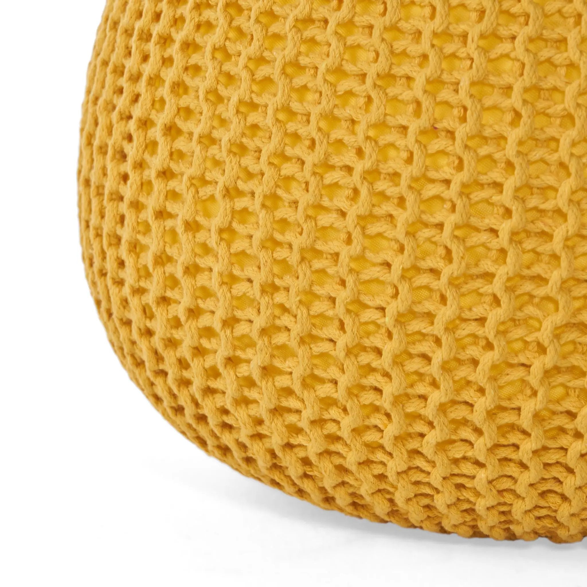 Bordeaux Knitted Cotton Round Pouf - Versatile Ottoman and Floor Cushion by HouseOfZazla