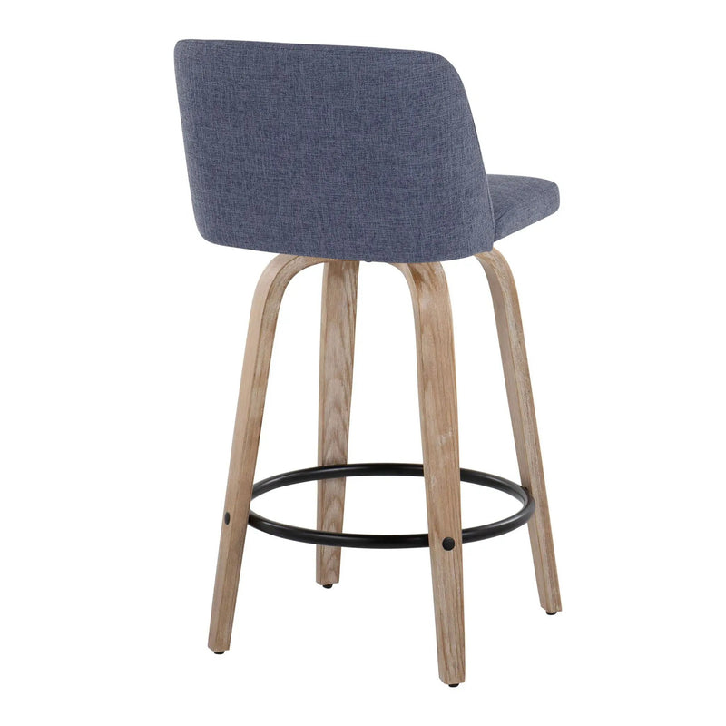 Toriano - Contemporary Fixed-Height Counter Stool & Swivel With Round Footrest (Set of 2) by Unique Piece Furniture