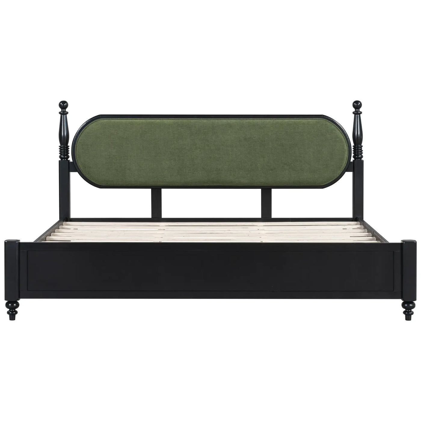 King Bed Frame, Solid Wood Platform with Slats, Modern by HouseOfZazla