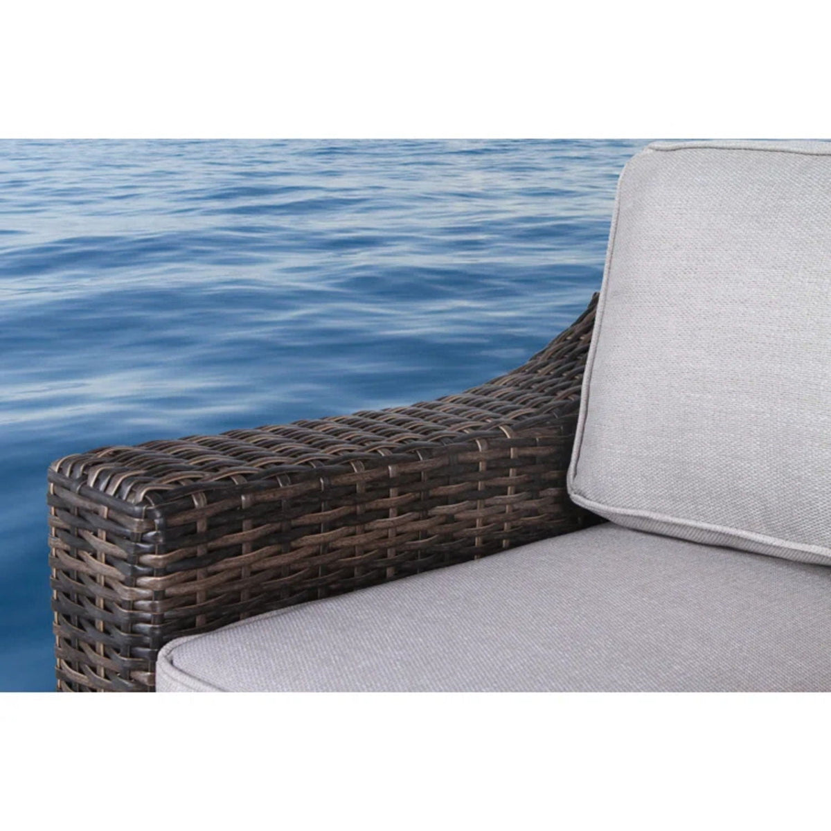 Wide Outdoor Loveseat with Cushions - Weather-Resistant Wicker, Dark Gray or Dark Brown, photo 4 of 14