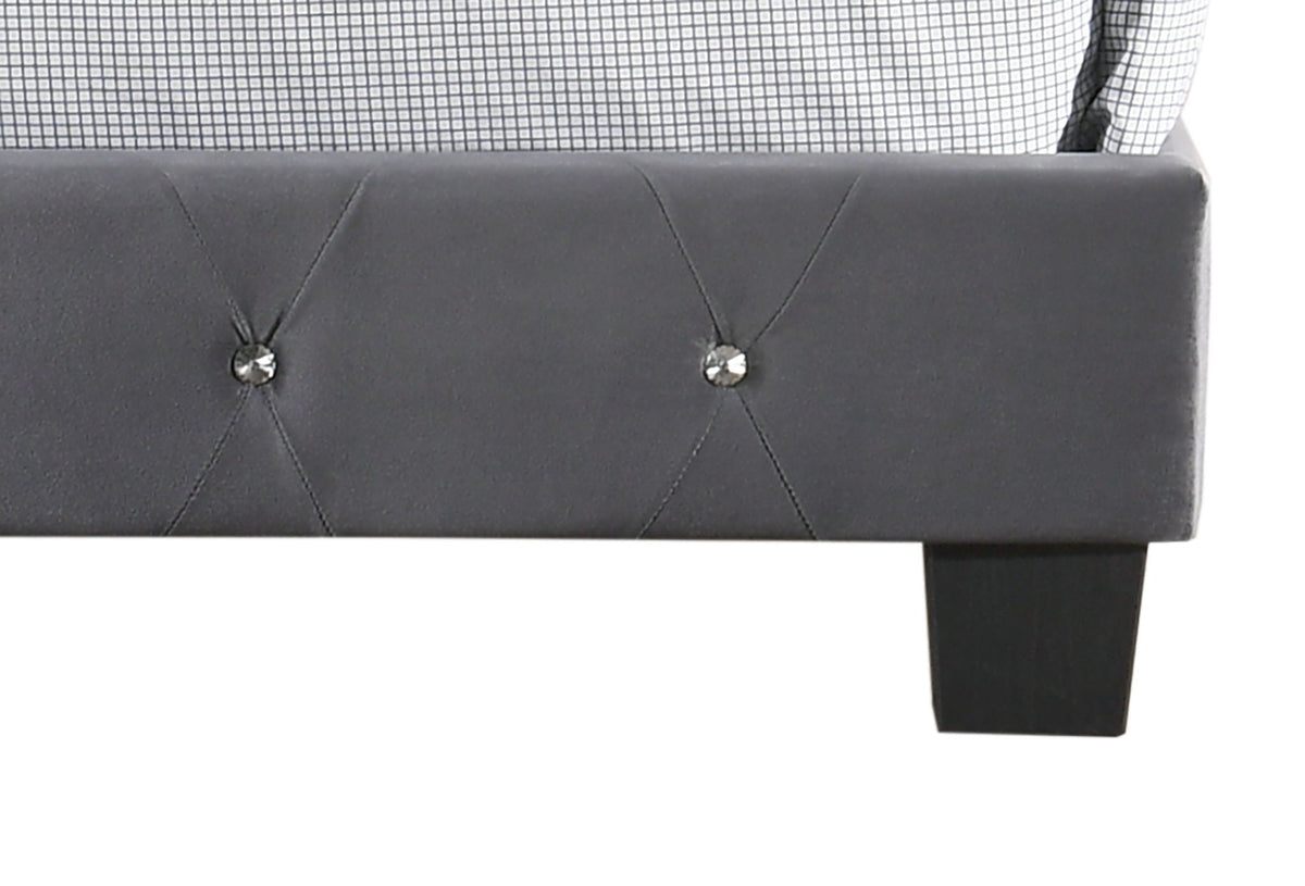 Luxurious Upholstered Bed with Faux Crystal Tufted Headboard - Multiple Colors, photo 31 of 40