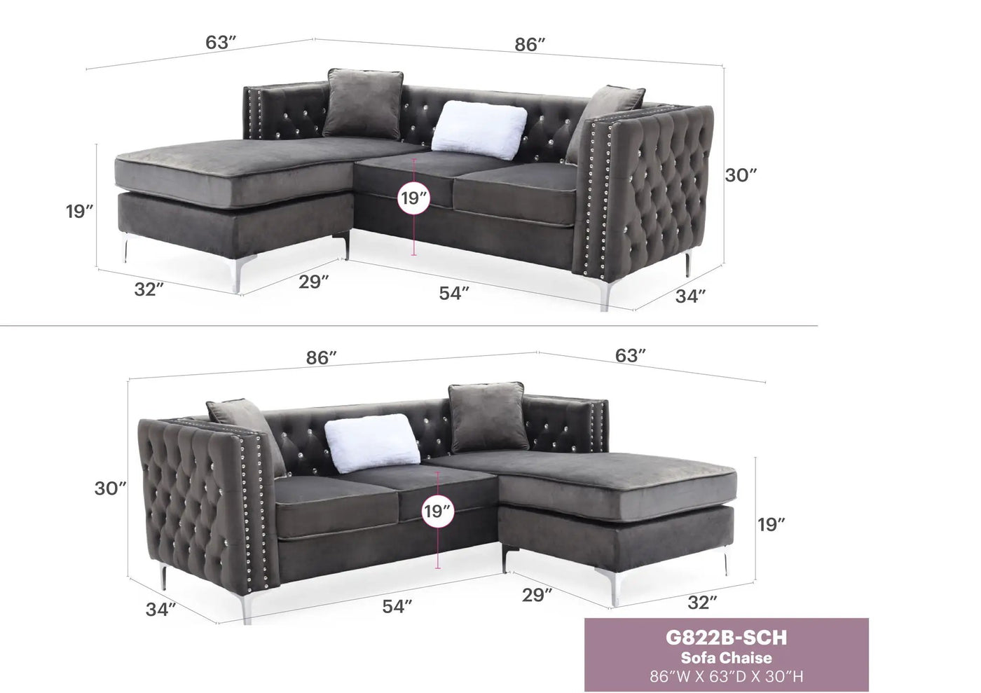 Paige - Sofa Chaise by Unique Piece Furniture