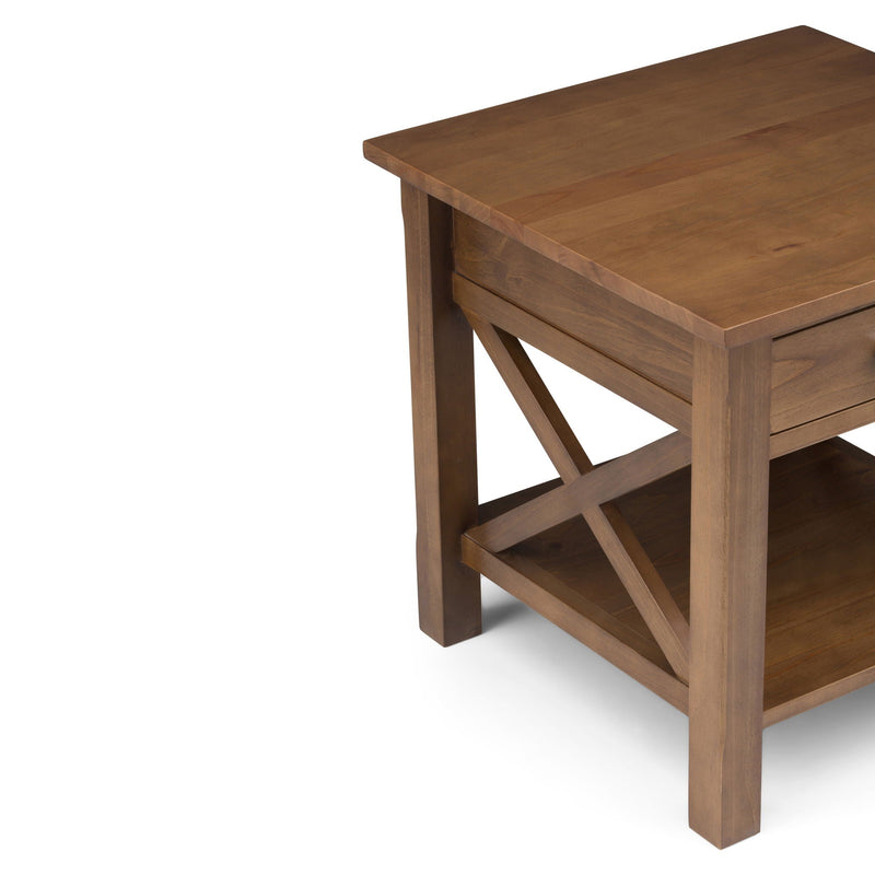 Medium Saddle Brown Solid Wood End Table with Drawer - Contemporary Style, photo 4 of 9
