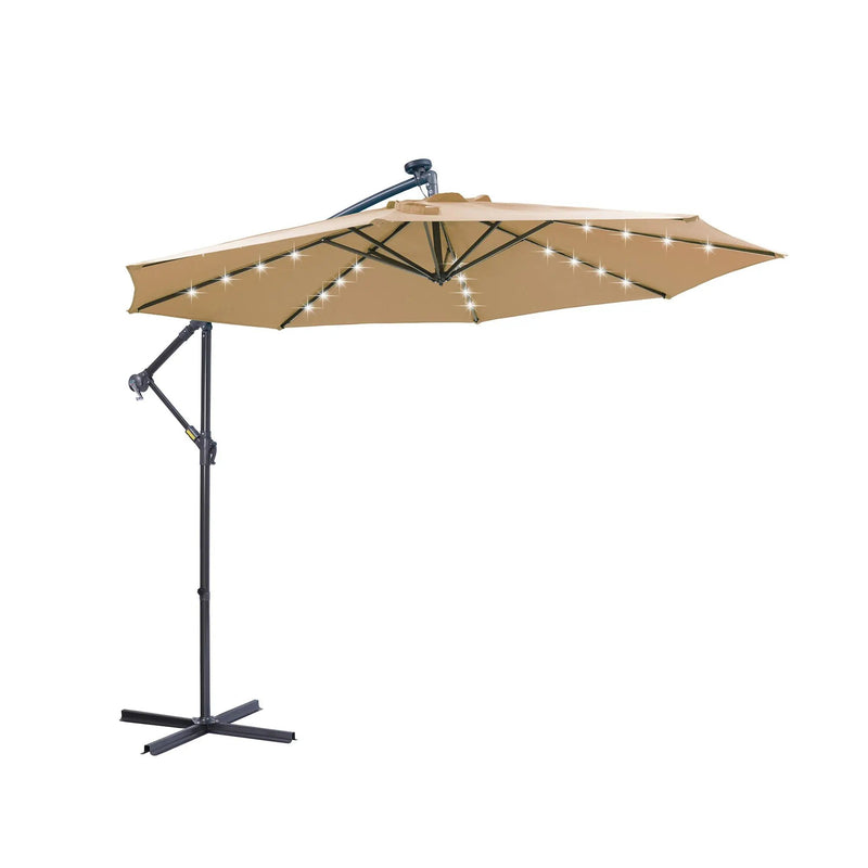 Outdoor Cantilever Patio Umbrella with 32 LED Lights, 10 ft by HouseOfZazla