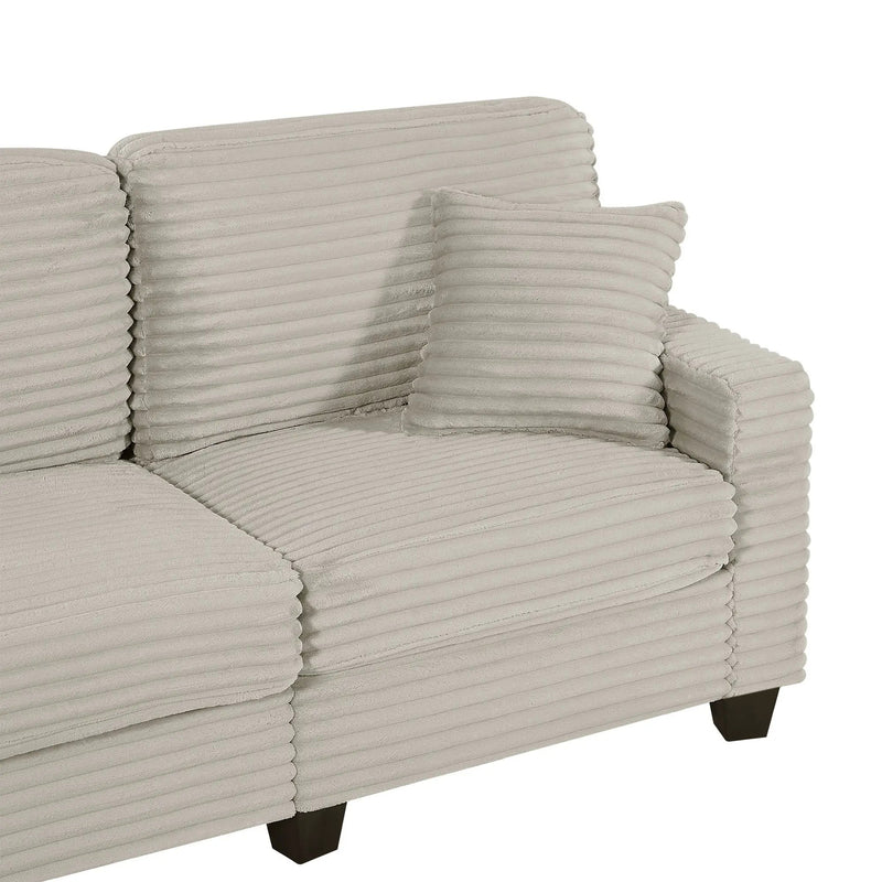 Upholstered U-Shaped Sectional Sofa With Movable Ottoman And Side Storage Pockets