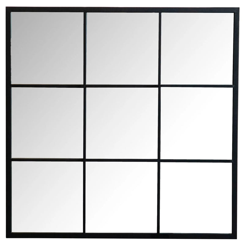 Quetzal 35 x 35 Inch Square Window Pane Wall Mirror Black by Unique Piece Furniture