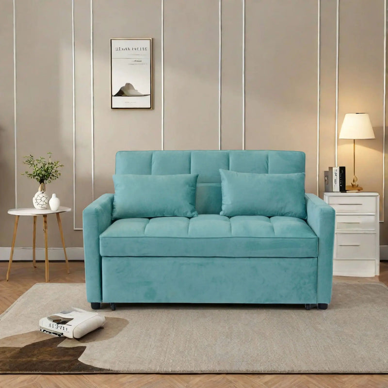 3 In 1 Convertible Sleeper Sofa Bed, Modern Fabric Loveseat Futon Sofa Couch With Pullout Bed, Small Love Seat Lounge Sofa With Reclining Backrest, Furniture For Living Room by HouseOfZazla